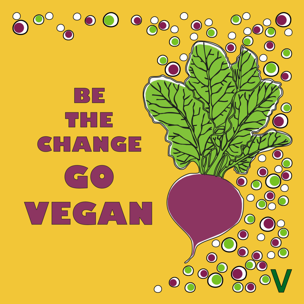 Verdenaya shop nalepnica za podmetač za šerpu sa natpisom "Be the change go vegan".